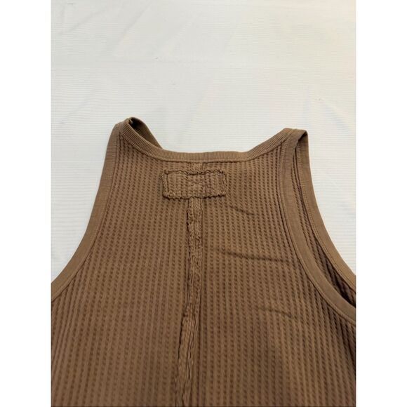 Free People Waffle Stitch Crop Tank Top Cuban Sand Waffle Crop Tank Top Sz Large - Picture 5 of 7